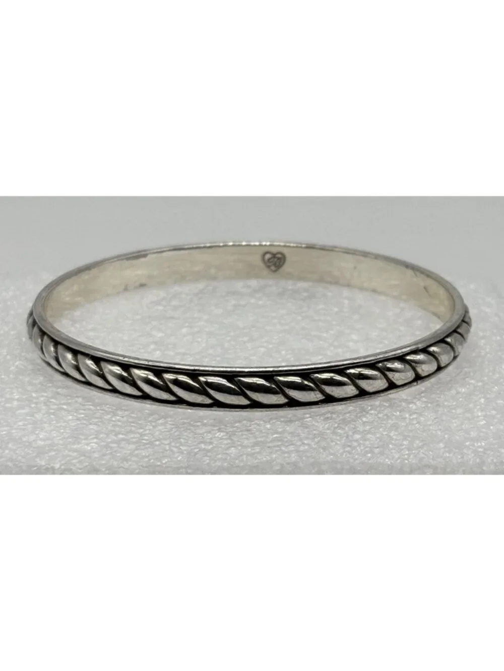 Brighton Southwest Dream Plaza Bangle Bracelet in Silver Plate Twisted Flat Rope